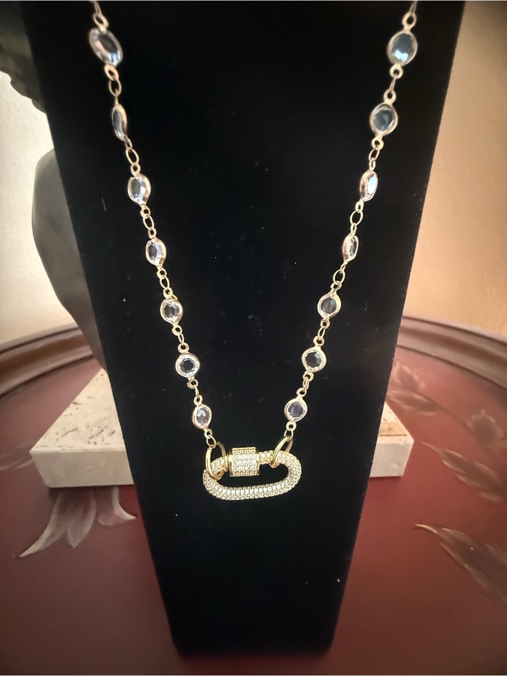 Pavé Carabiner Pendant
Necklace in Gold